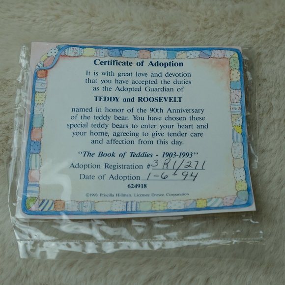 Cherished Teddies The Book of Teddies Teddy and Roosevelt Figurine Vintage 1993 - Picture 7 of 7